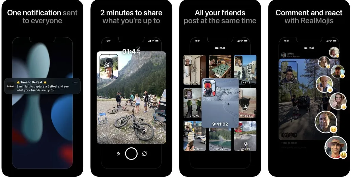 BeReal is a unique social app that encourages authenticity by prompting users to share unfiltered snapshots at random times daily.