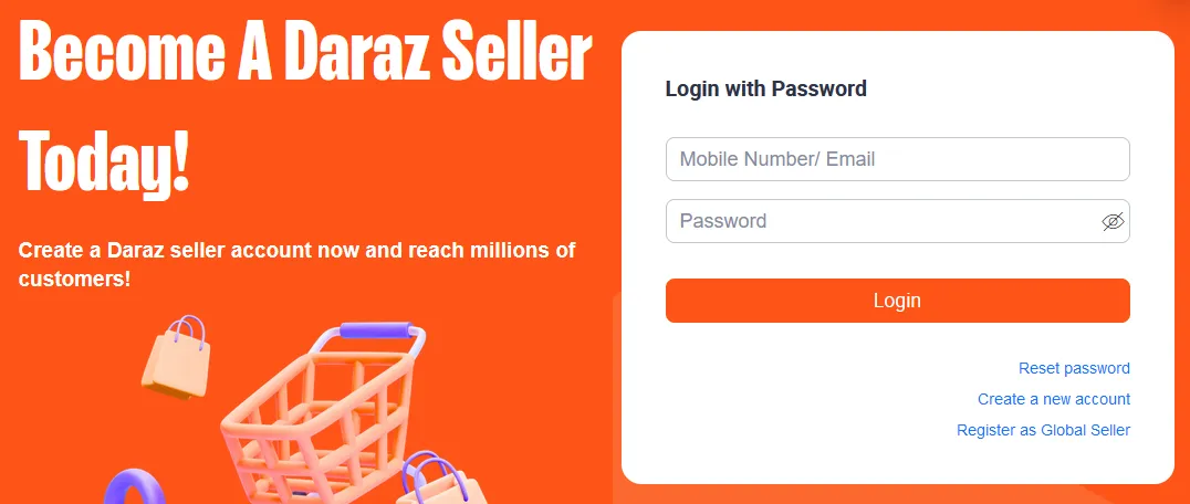 Login to your Daraz Seller Center account