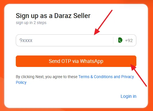 Enter your Mobile Phone Number. Click on the Send OTP via WhatsApp button.