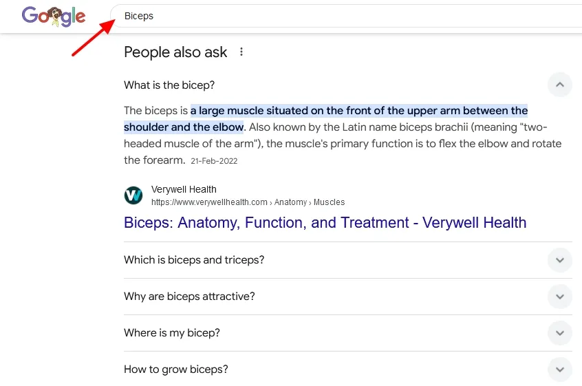 Google's "People Also Ask" example