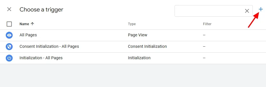 It shows the three most used triggers i.e. All Pages, Consent Initialization - All Pages, and Initialization - All Pages.