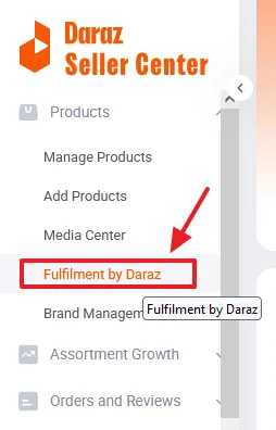 Expand the Products from the sidebar and click on the Fulfillment by Daraz.