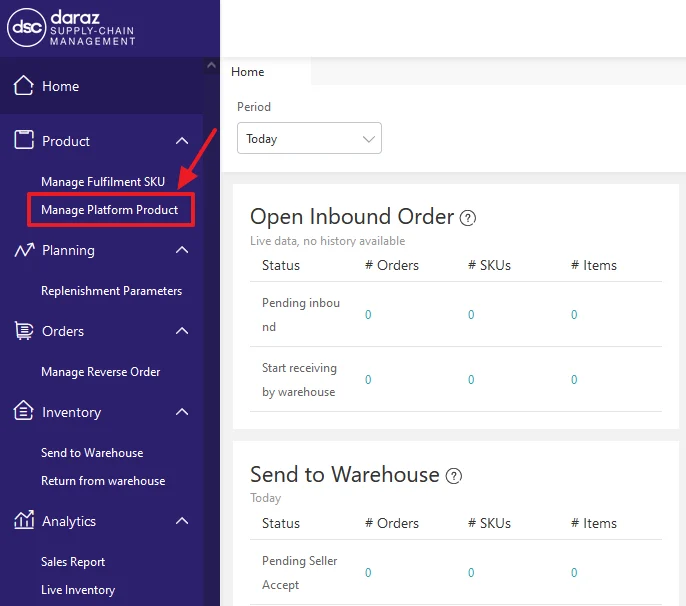 From the Sidebar, expand the Product and click on the Manage Platform Product tab. 