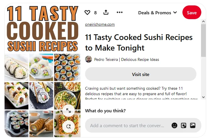 Pinterest is like a search engine for food bloggers. Design eye-catching pins for each blog post 