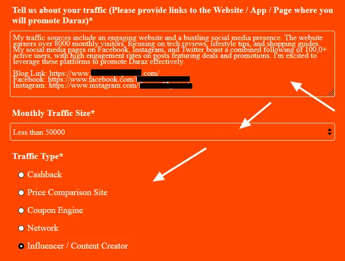 Enter your traffic details